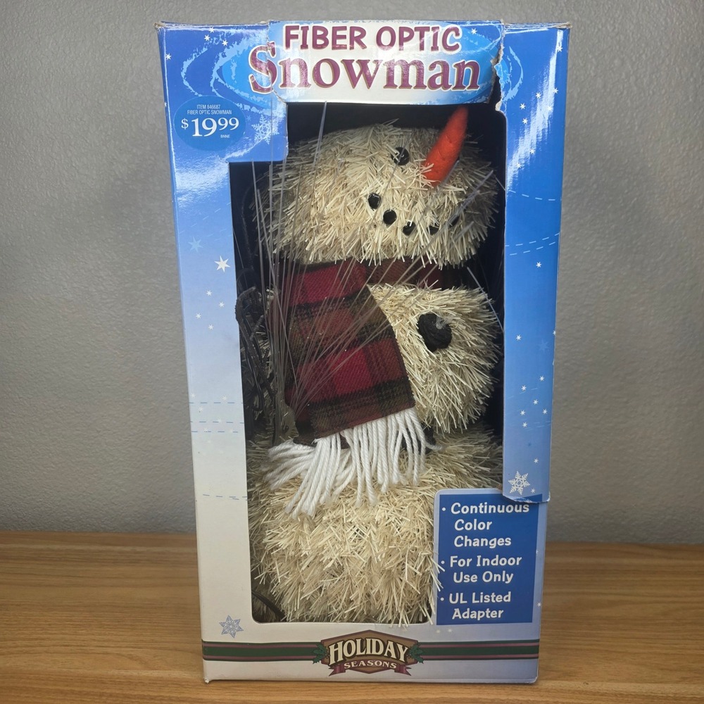 Vtg Christmas Holiday Seasons Color Changing Fiber Optic Snowman Item #846687